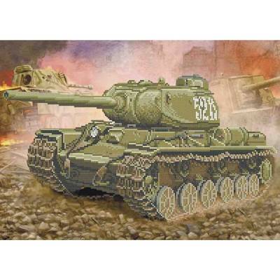 фото: картина, вышитая бисером, Танковое сражение