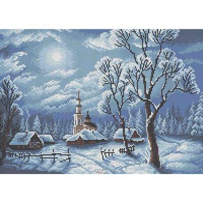 фото: картина, вышитая бисером, Зимняя ночь