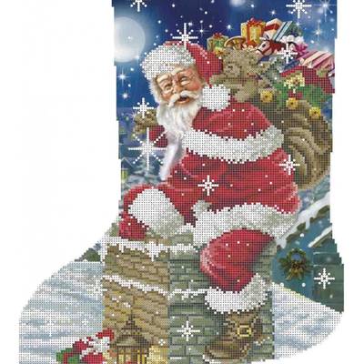 фото: схема для вышивки бисером Рождественский носок Санта с подарками