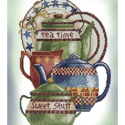 фото: картина, вышитая бисером, Чайный сервиз