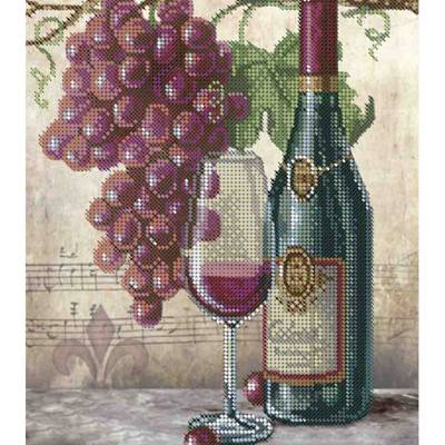 фото: картина, вышитая бисером, Виноград и вино