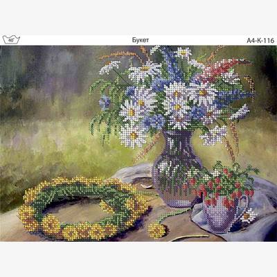 фото: картина, вышитая бисером, Букет