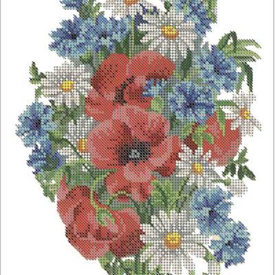 фото: картина, вышитая бисером, Букет с маками