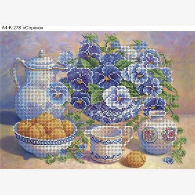 фото: картина, вышитая бисером, Сервиз