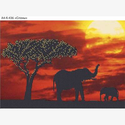 фото: картина, вышитая бисером, Слоны