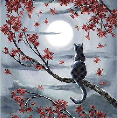 фото: картина, вышитая бисером, Лунная ночь