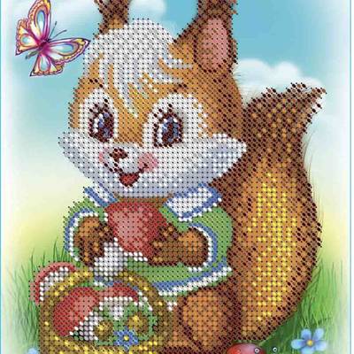 фото: картина, вышитая бисером, Белочка