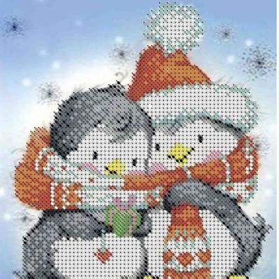 фото: картина, вышитая бисером, Пингвины