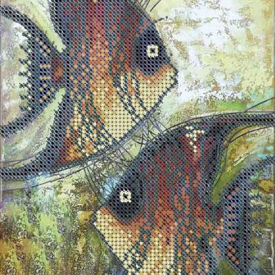 фото: картина, вышитая бисером, Рыбы бабочки