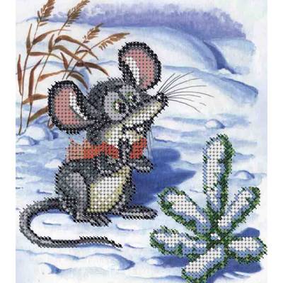 фото: картина, вышитая бисером, Новогодняя мышка