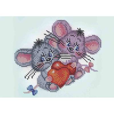 фото: картина, вышитая бисером, Мышата