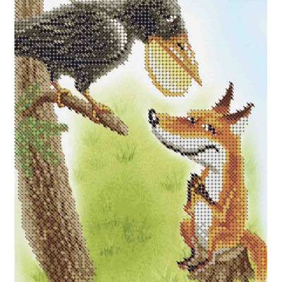 фото: картина, вышитая бисером, Ворона и лиса