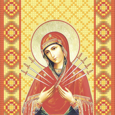 изображение: икона в алмазной технике Икона Богородица Семистрельная