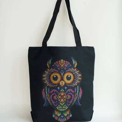 фото: сшитая сумка для вышивки бисером или нитками Радужная сова