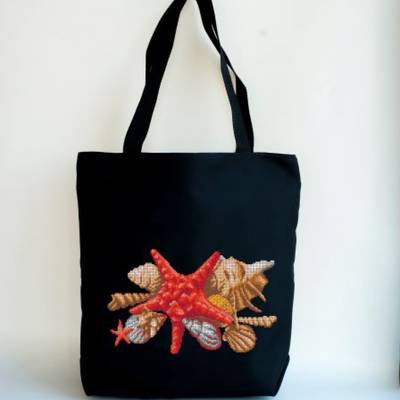 фото: сшитая сумка для вышивки бисером или нитками Морская звезда