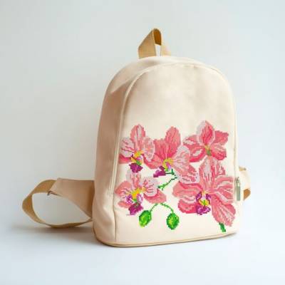 фото: сшитый рюкзак для вышивки бисером или нитками Ветка орхидеи