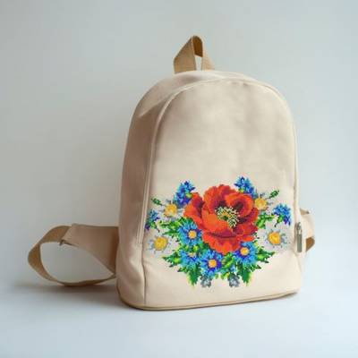 фото: сшитый рюкзак для вышивки бисером или нитками Летний букет