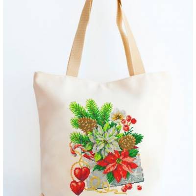 фото: сшитая сумка для вышивки бисером или нитками С Рождеством