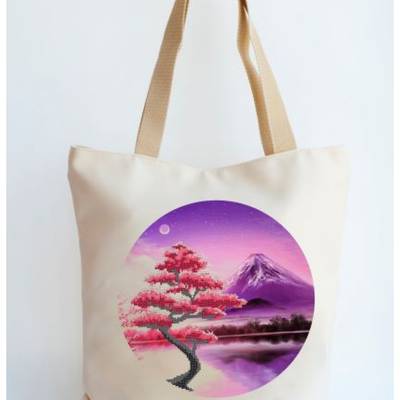 фото: сшитая сумка для вышивки бисером или нитками Сакура