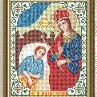 Схема для вышивки бисером Икона Целительница Образ Пресвятой Богородицы