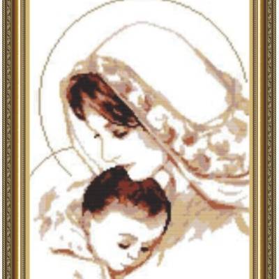 Схема для вышивки бисером Дева Мария с младенцем