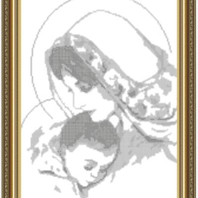 Схема для вышивки бисером Дева Мария с младенцем