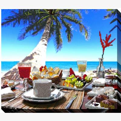 фото: картина, вышитая бисером, Завтрак на пляже