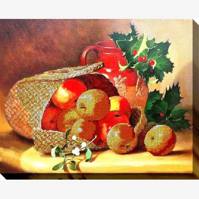 фото: картина для вышивки бисером Корзина с яблоками