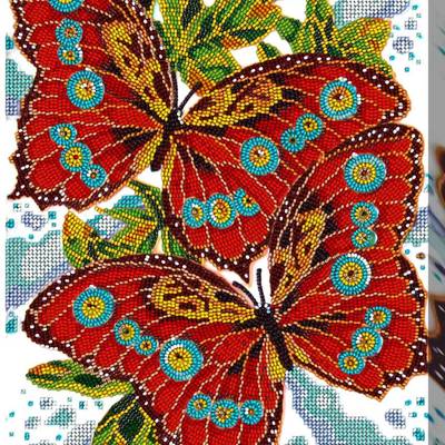 фото: картина для вышивки бисером Красные бабочки