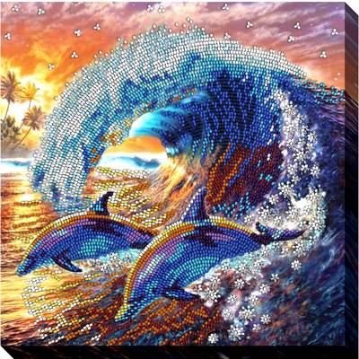 фото: картина для вышивки бисером Дельфины