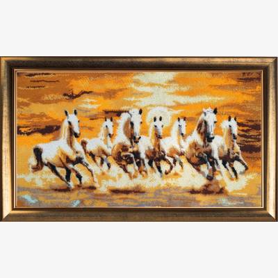 фото: картина, вышитая бисером, Семёрка лошадей