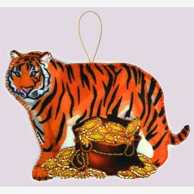 фото: вышитая бисером игрушка, Тигр
