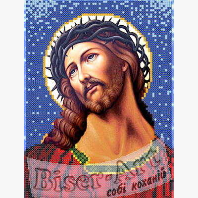 изображение: икона Иисус в терновом венце для вышивки бисером или нитками