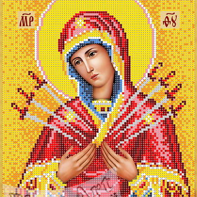 изображение: икона Богородица Семистрельная для вышивки бисером или нитками