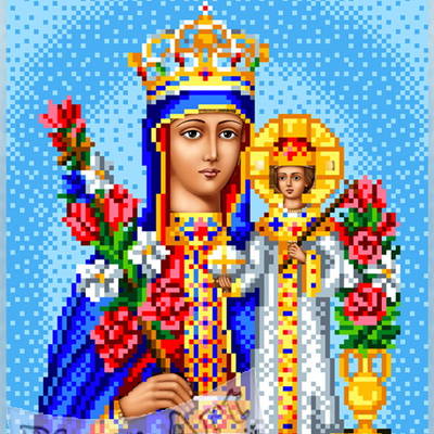 изображение: икона Богородицы Неувядаемый цвет для вышивки бисером или нитками