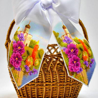 фото: пасхальный бант для вышивания бисером или крестиком