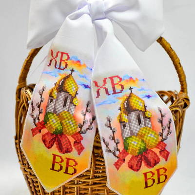 фото: пасхальный бант для вышивания бисером или крестиком фото: пасхальный бант для вышивания бисером или крестиком