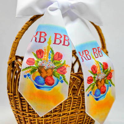 фото: пасхальный бант для вышивания бисером или крестиком