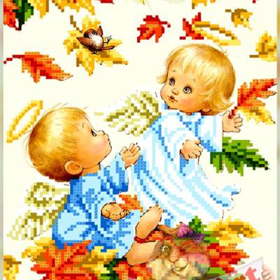 фото: схема для вышивки бисером или нитками, Осенние ангелы