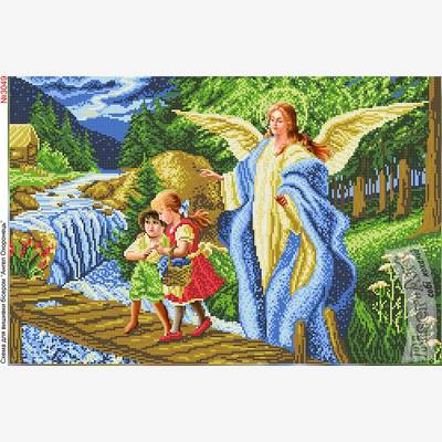 фото: схема для вышивки бисером или нитками, Ангел и дети