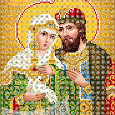 изображение: икона Святые Пётр и Феврония в терновом венце для вышивки бисером или нитками