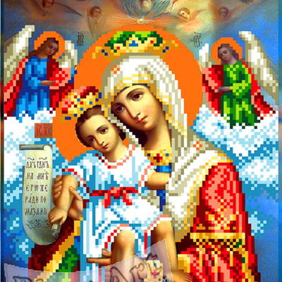изображение: икона Божией Матери Достойно есть для вышивки бисером или крестиком