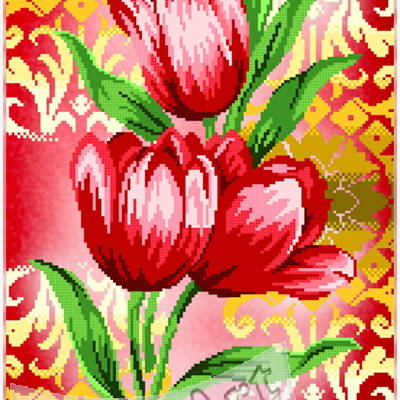 фото: схема для вышивки бисером, Тюльпаны