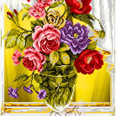 фото: схема для вышивки бисером, Цветы в вазе