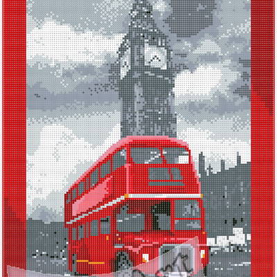 фото: схема для вышивки бисером, Лондонский автобус