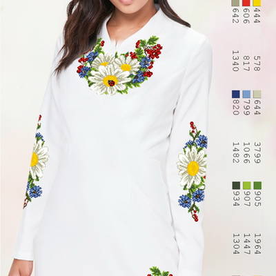 фото: белое женское платье (заготовка) с вышивкой цветы и калина