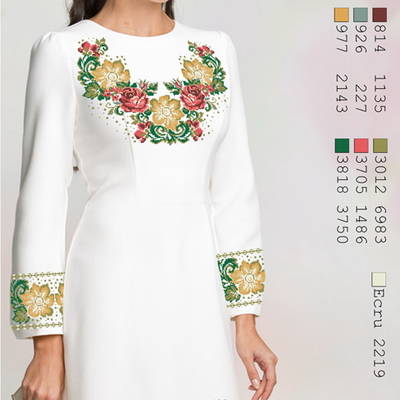 фото: белое женское платье (заготовка) с вышивкой крупные цветы фото: белое женское платье (заготовка) с вышивкой крупные цветы