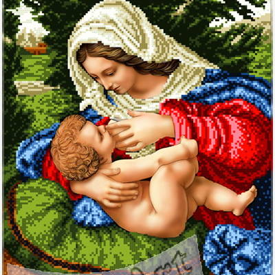 фото: схема для вышивки бисером, Мадонна с младенцем