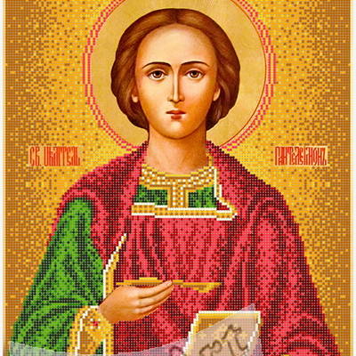изображение: икона для вышивки бисером или нитками Святой Пантелеймон