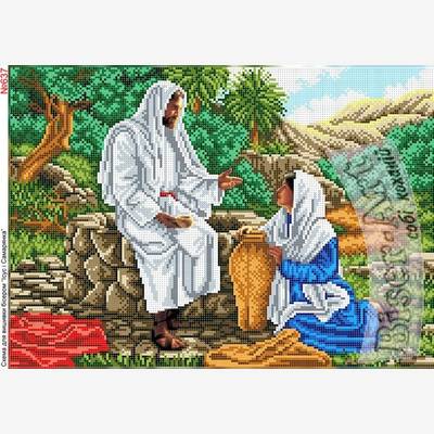 фото: схема для вышивки бисером, Иисус и самарянка